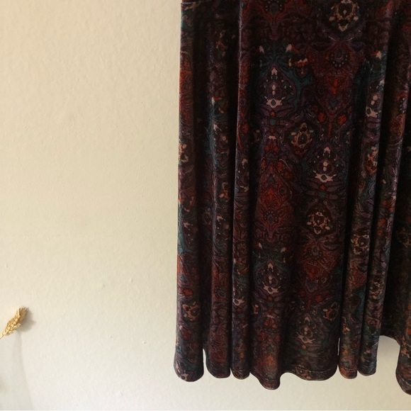 Urban Outfitters Ecote LACE-UP Boho Print Velvet FIT & FLARE Dress Black S - Picture 8 of 13